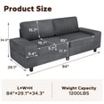 thumbnail image 5 of Meetleisure 84" 3 Seater Sofa,Extra Deep Seat Loveseat Couch for living Room,with Side Pockets Free 2 Cushions,Deep Gray, 5 of 6