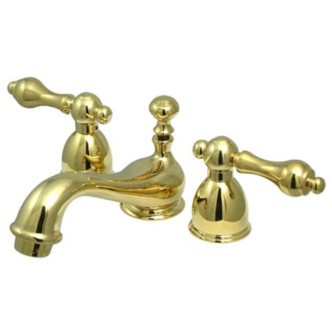Restoration Mini Widespread Lavatory Faucet in Polished Brass with Porcelain Lever