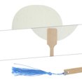 thumbnail image 3 of Unique Bargains 1Pc Portable Double-Sided Long Handle Round Xuan Paper Folding Fan for Wedding Xuan Paper Bamboo Light Gray, White [Double-Sided Long Handle Round Paper Beauty], 3 of 5