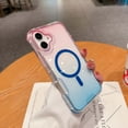 thumbnail image 5 of Magnetic Gradient Translucent Case for iPhone 16 Plus, [Compatible with Magsafe] Slim Shockproof TPU Edge Fashion Protective Phone Cover, for Women and Girls, Pink+Blue, 5 of 10