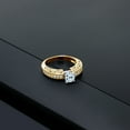 thumbnail image 3 of Gem Stone King 1.59 Ct Round Sky Blue Topaz 18K Two-Tone Plated Sterling Silver Ring (Size 8), 3 of 4