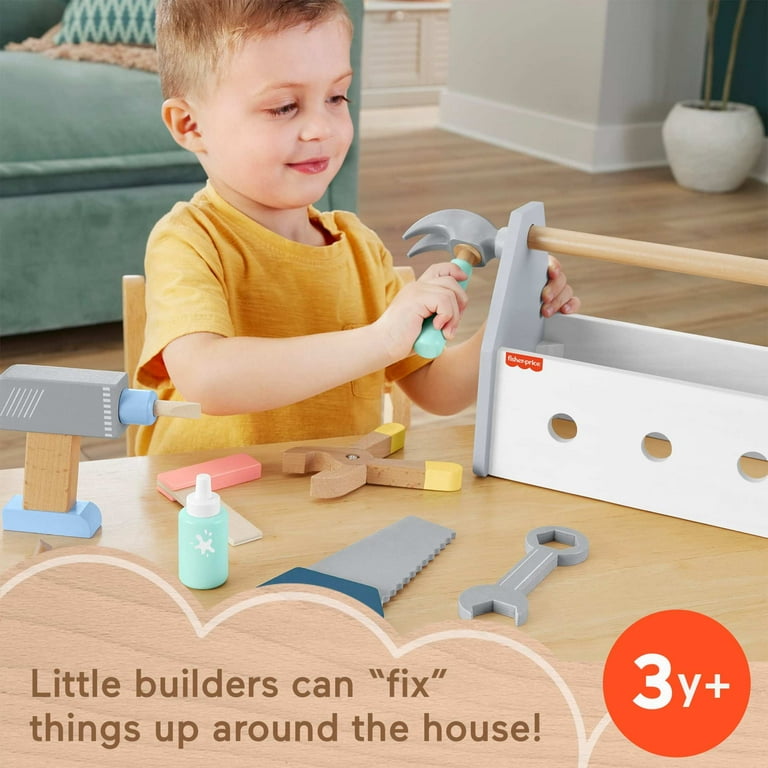 Fisher-Price Wood Pretend Play Toy Tool Box with Drill Fisher-Price Wood Pretend Play Toy Tool Box with Drill