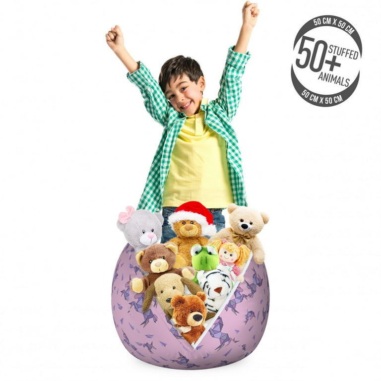Creative QT 33 Unicorn Print Stuff 'n Sit Plush Toy Stuffed Animal Storage  Bean Bag Chair, Plush Toy Storage 