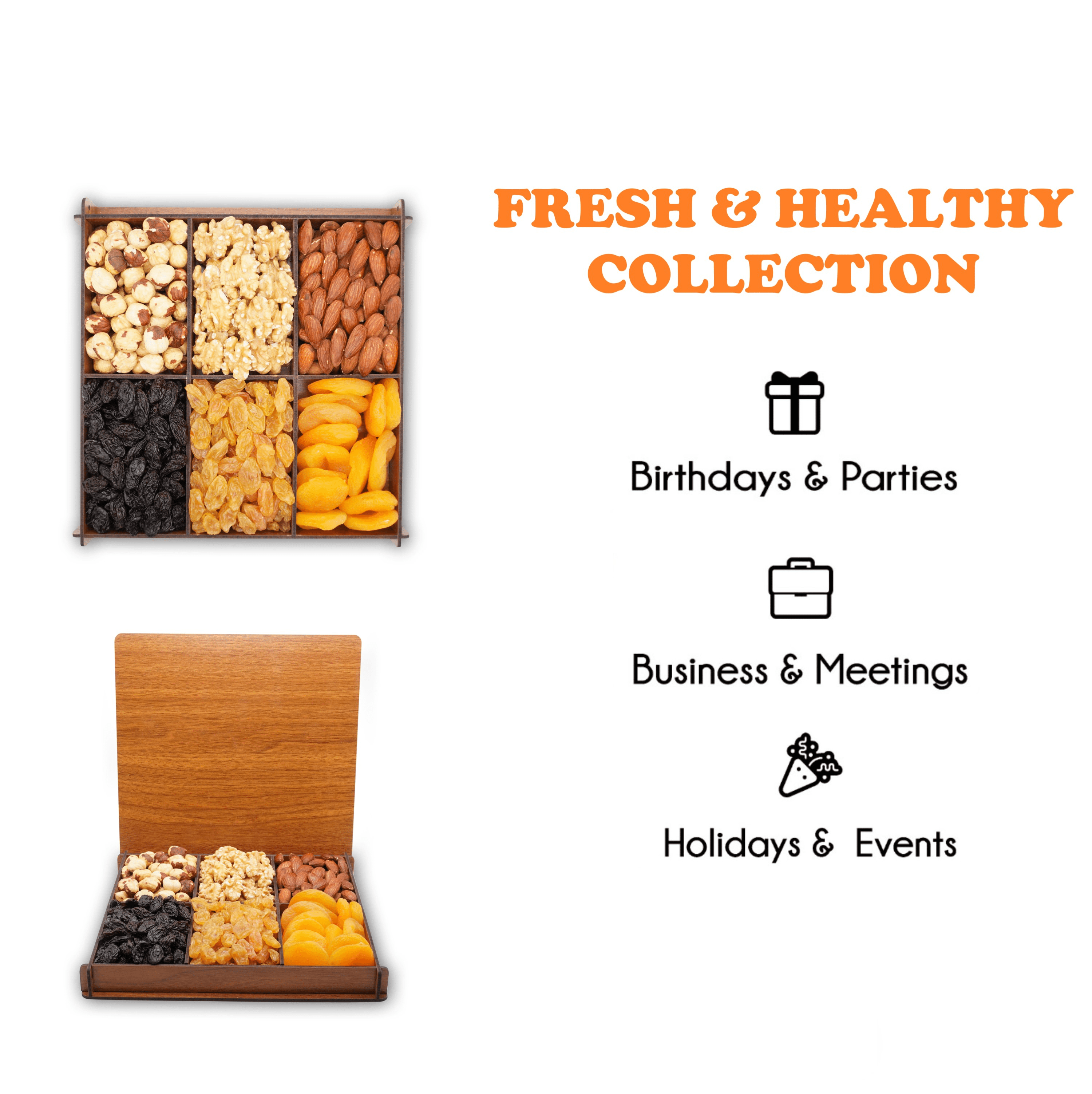 Secret Garden's Nuts Gift Basket for Christmas, Happy Birthday, Assorted Food Box, Sympathy, Snack Box