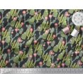 thumbnail image 3 of Soimoi Black Poly Georgette Fabric Flower & Cactus Tree Fabric Prints by Yard 52 Inch Wide, 3 of 3
