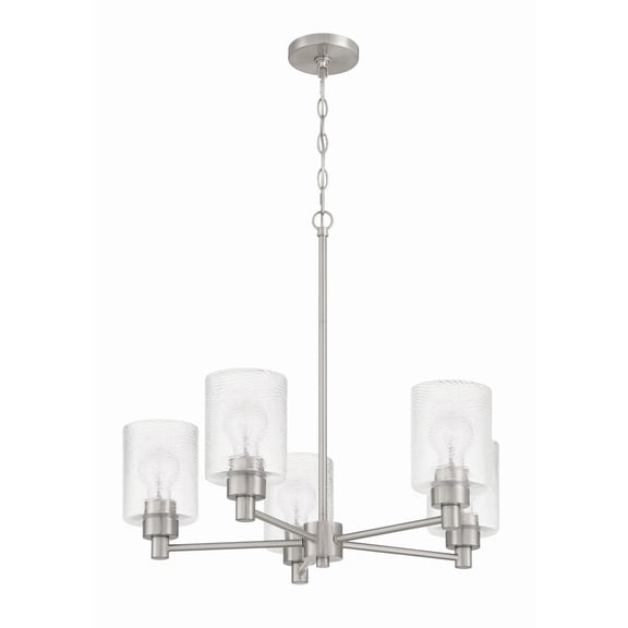 Craftmade - Lyndsey 5 Light Brushed Polished Nickel Finish Chandelier with Clear Glass