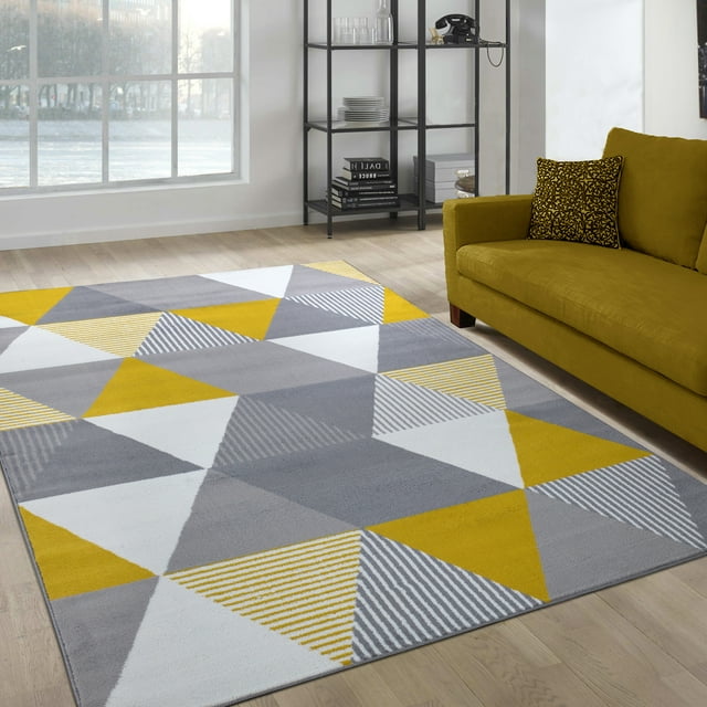 A2Z Paris 1950 Pyramid Modern Contemporary Soft Large Office Area Rug Tapis Carpet (3x5 4x6 5x7 5x8 7x9 8x10)