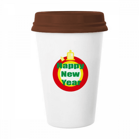 

Happy New Year Day Wishes Mug Coffee Drinking Glass Pottery Cerac Cup Lid