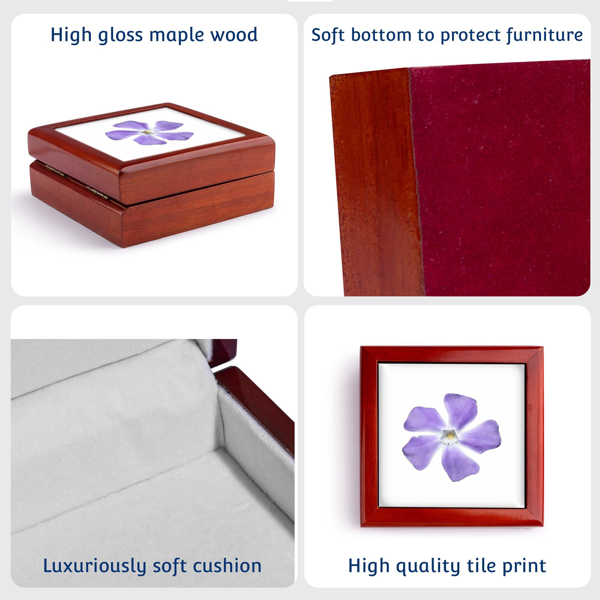 3dRose, Lilac Periwinkle Flower Vector Cut Out, Jewelry Box 5.5x5.5 inch with 4 inch tile