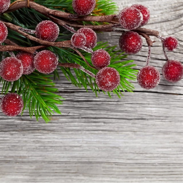 Xihbxyly Bayas de Acebo Artificiales, Colores Rojo y Vino Escarchados, Pequeñas Frutas de Espuma para Coronas, Manualidades, Decoraciones Navideñas, Decoración de Mesa y Árbol de Navidad, Tamaño 12 X