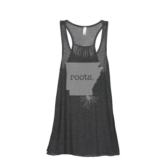 Thread Tank Home Roots State Arkansas AR Women's Sleeveless Flowy Racerback Tank Top Charcoal Small