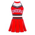 thumbnail image 1 of Jowowha Costume de Cheerleading pour Filles, Haut Court à Licou avec Jupe Plissée, Uniforme de Cheerleading Rouge 16, 1 of 6