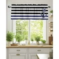 thumbnail image 2 of Curtain Valance for Windows,Nautical Anchor Navy Blue Kitchen Valances Rod Pocket Short Curtains,Black and White Stripe Window Treatment Panel for Bedroom Bathroom 60"x18", 2 of 7