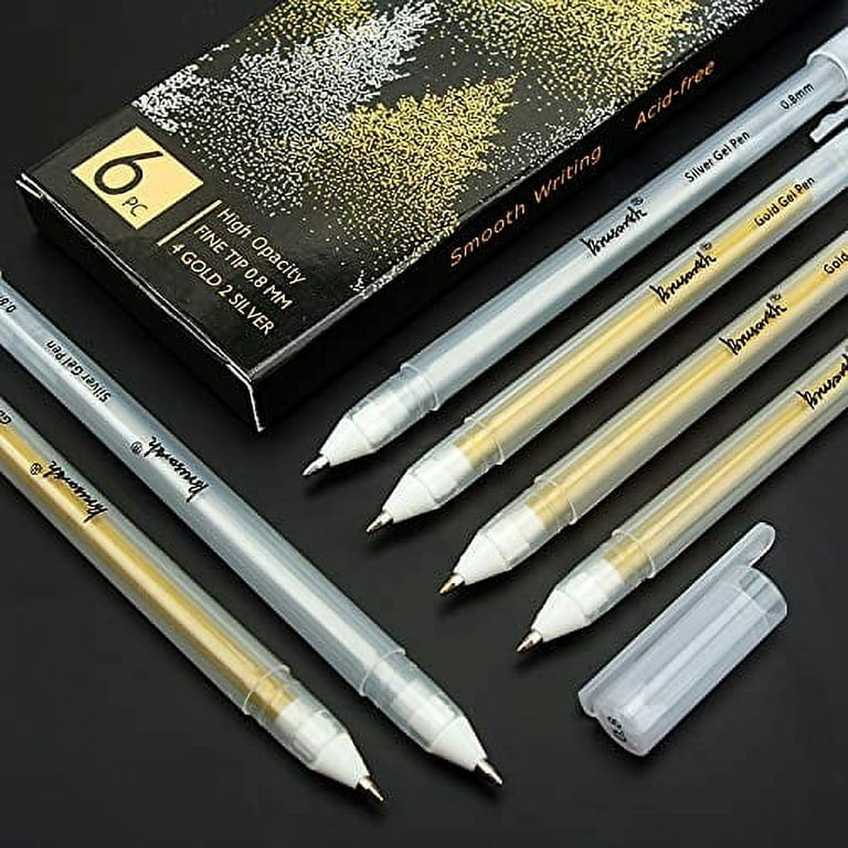 3 Colors Gel Pen Set - White, Gold and Silver 0.8 mm Nibs Gel Ink Pens,  Rollerball Pens for Black Paper Drawing, Sketching