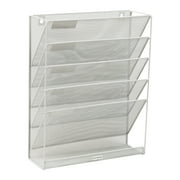 Mind Reader 5-Tier Vertical File Storage, Desktop Organizer, Wall Mount, 12.75L x 4W x 16H, White