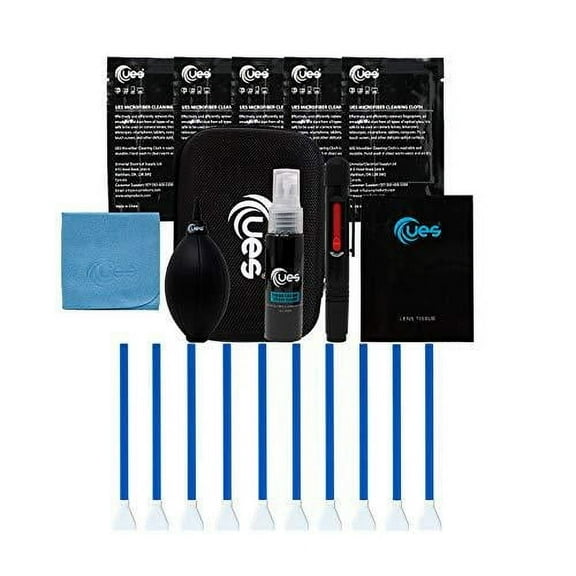 UES DSLR Camera Sensor and Lens Cleaning Travel Kit: APS-C Sensor Cleaning Swab, Cleaner, Air Blower, Microfiber Cloth, Lens Cleaning Pen, Lens Paper
