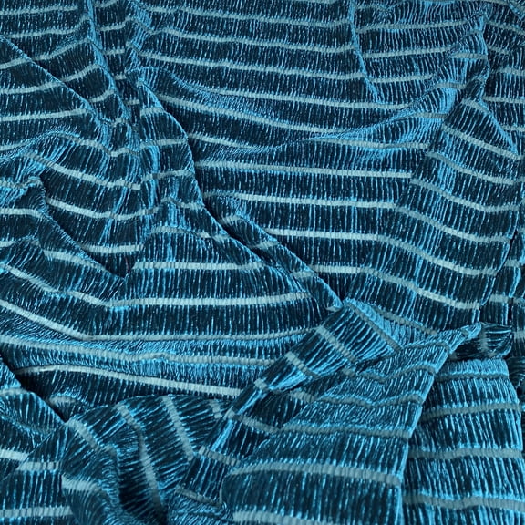 Striped  Stretch Velvet by    (Teal)