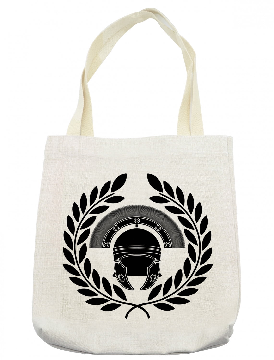 Retro Tote Bag, Greek Classic Mythological Hero Fighter Illustration Print,  Cloth Linen Reusable Bag for Shopping Books Beach and More, 16.5