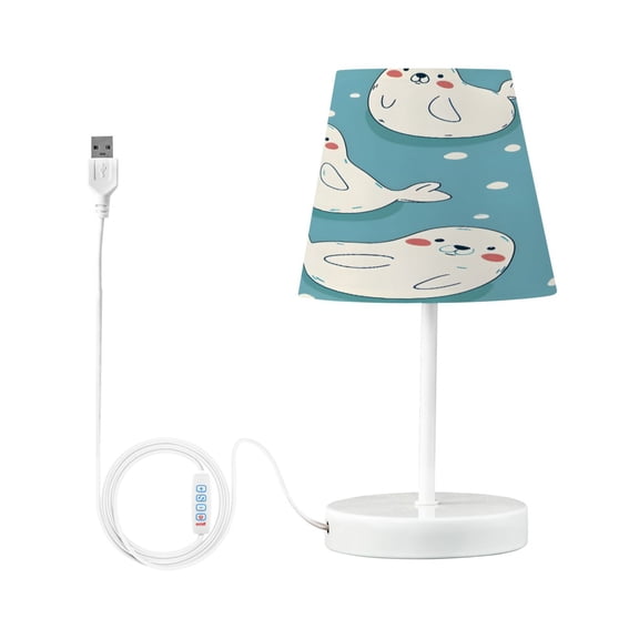 Cute Cartoon Seal Desk Lamp LED Table Nightstand Lamps with 3 Color Temperatures for Home Bedroom Living Room Decor 6x11