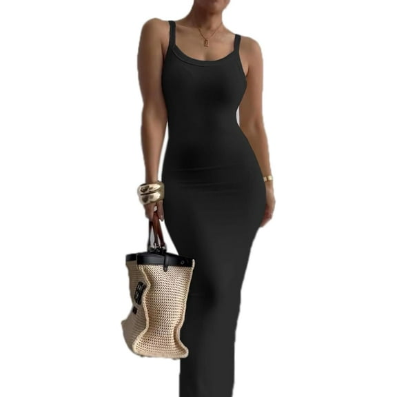 Women's Sexy Sleeveless Bodycon Dress Summer Womens Halter Slim Maxi Dresses Party Club Long Dresses