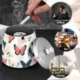 thumbnail image 4 of Yayeee Ashtray with Lid for Cigarette Smokeless Stainless Steel Home Ash Holder, Beige Butterflies, 4 of 7