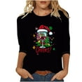 thumbnail image 2 of Feancey 3/4 Sleeve Tops for Women Plus Size Christmas Tshirts Holiday Novelty Xmas Tree Print Blouse Loose Fit Casual Crew Neck Graphic Tees Black XXL, 2 of 4