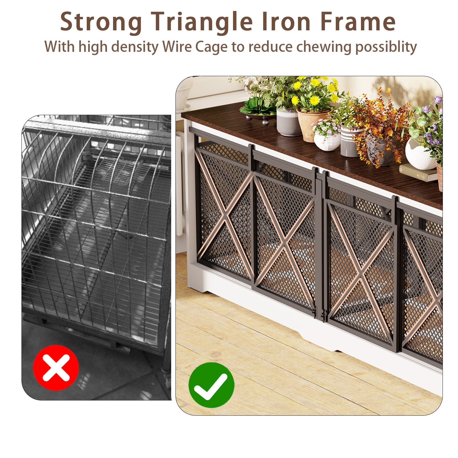 Bel Ark Dog Crate Furniture Adjustable 78" Wooden Furniture Style Pet Crate for Dogs with User Manual