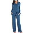thumbnail image 2 of Wovilon Women's Cotton Modal Long-Sleeve Shirt and Full-Length Bottom Pajama Set, 2 of 6