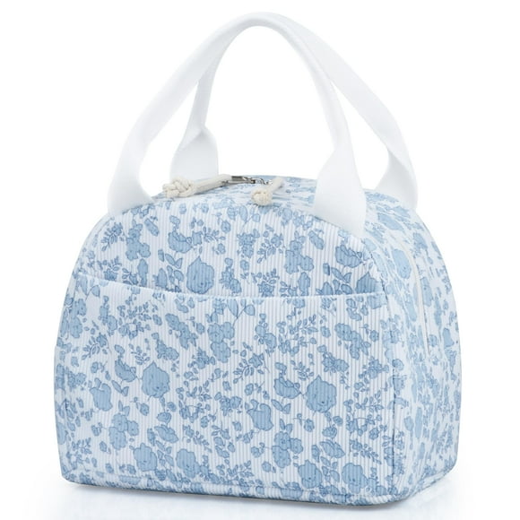 Bolsa térmica TESAFNG para almuerzo de pana azul con flores