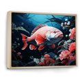 thumbnail image 2 of Designart "The Dance Of Red Fish In Monochrome" Coastal Coral Under Water Floater Framed Canvas Art Print, 2 of 5