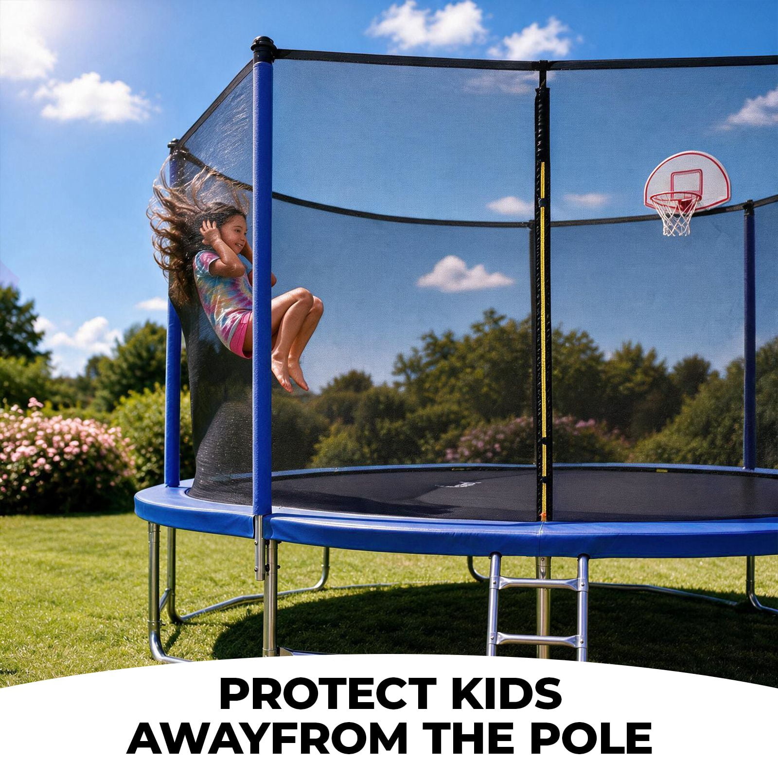 Alvantor 16Ft Trampoline for Kids & Adults, Upgrad Trampolines with Enclosure Net and Basketball Hoop for Backyard Blue