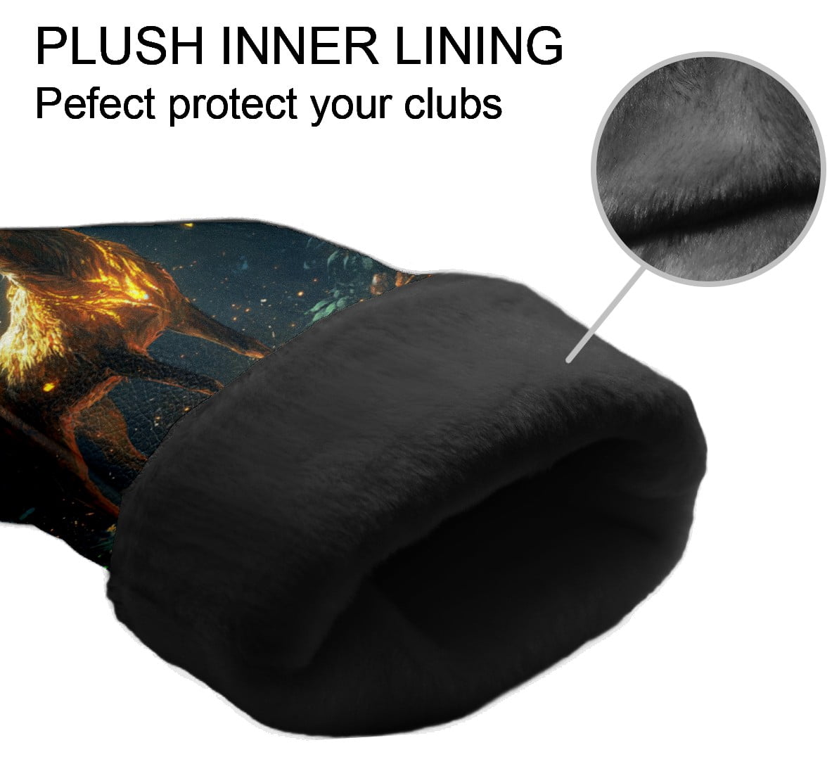 Golf Club Covers PU Leather Waterproof Head Covers for Fairway Woods Hybrids Glowing Deer