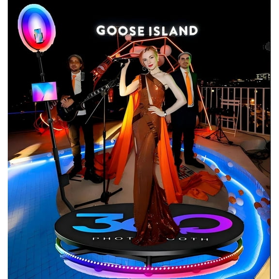 Photo booth with 360° camera, automatic rotating selfie machine, rotating video booth for party events, 100cm, 360°.