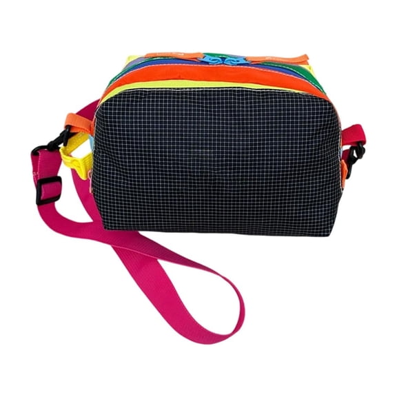 Dopamine Color Block Crossbody Bag for Women, Large Capacity Casual Shoulder Purse for Daily Travel Outdoor, Black