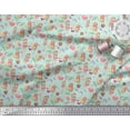 thumbnail image 2 of Soimoi Green polyester Crepe Fabric Balloon & Teddy Bear Kids Decor Fabric Printed Yard 42 Inch Wide, 2 of 3