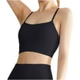 thumbnail image 3 of Bigersell Womens Ribbed Sports Bras Women's Seamless Sports Bra Padded Bralettes for Women Long Lined Washed Rib-Knit Camisole Crop Tank Tops Strappy Back Workout Yoga Bras Black XL, 3 of 6