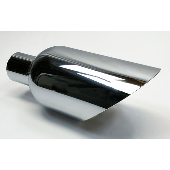 Exhaust Tip 5.00 X 12.00" Long 2.25 Inlet WW50012-225-BOSS-S Slant Polished 304 Stainless Wesdon Exhaust Tip