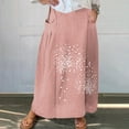 thumbnail image 2 of Mrat High Waisted Skirt Women's Casual Retro Floral Skirts Linen Elastic Waist Pleated Maxi Skirt with Pockets Plus Size Skirts S-242 Pink-A L, 2 of 5