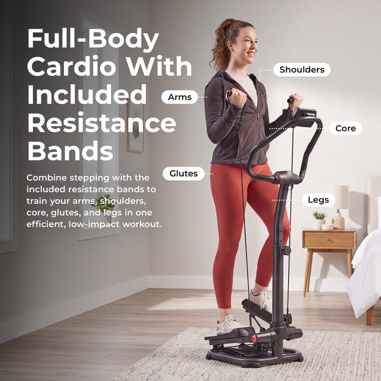 Sunny Health & Fitness Stepper With Handlebar, Resistance Bands photo 2