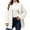 White, variant on Women's Cozy Soft Hooded Jacket Full Zip Front Button Closure Long Sleeve Casual Lightweight Outerwear For Everyday Wear
