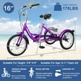 thumbnail image 4 of MOPHOTO 16 inch Trikes for Beginner Riders, Small Tricycle Single Speed 3 Wheel Bikes, Low Step Through Three-Wheeled Bicycles with Rear Basket, 4 of 9