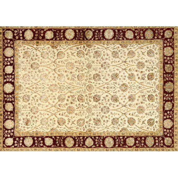 Ahgly Company Machine Washable Indoor Rectangle Traditional Brown Gold Area Rugs, 8' x 10'