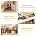 thumbnail image 6 of Natural Wood & White Vanity Set with Round LED Mirror & Solid Wood Legs, 6 of 7