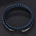 thumbnail image 5 of Black Blue Braided Leather Bracelet - Mens Genuine Leather Bracelets Woven with Leather Cord Rope & Steel Wire - Durable Stainless Steel Spring Clasp, 5 of 6
