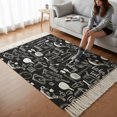 thumbnail image 6 of Bedroom Rug Carpet 3'x 5', Black Kitchen Tools Washable Floor Carpet with Tassels, Modern Cooking Utensil Farmhouse Cookware Elegant Soft Floor Rug Mat for Patio, Balcony, Laundry, Room Decor, 6 of 9