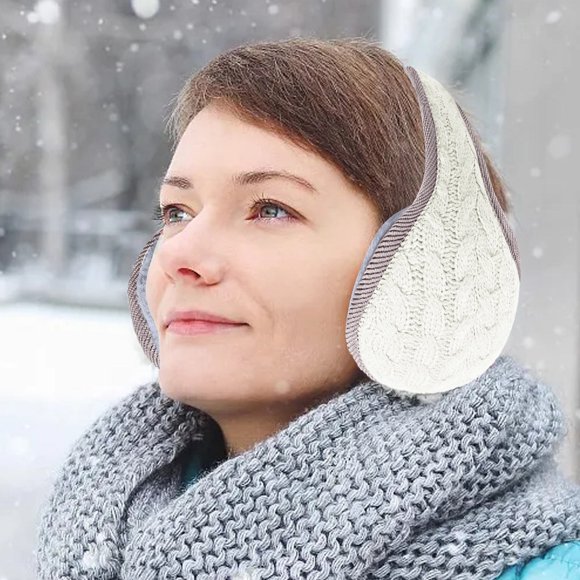 Riforla Cache-Oreilles Tricotés Huit Figures Pliables Hiver Automne et Hiver Mode Chaude Nouveaux Cache-Oreilles Blanc