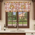 thumbnail image 6 of Fall Curtain Valances for Windows, Kitchen Valance Window Treatments Panel 2 Pack, Thanksgiving Sunflower Pumpkins Botanical Plaid Rod Pocket Short Curtains for Bathroom Bedroom 42 x 12 Inch, 6 of 8