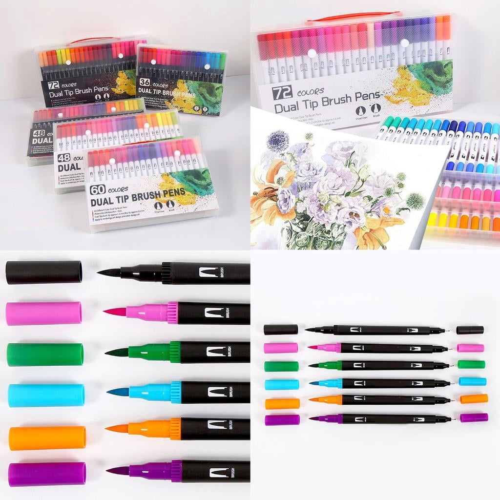 Giaone 36/48/60/72/100 Colors Watercolor Pen Brush Pen Double Ends Markers for
