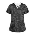 thumbnail image 4 of Stamzod Halloween Costume Scrub for Women Gradient Net Print Slim Fit Shirts&nbsp;Graphic Tees Short Sleeve V Neck Nursing Uniforms, 4 of 5