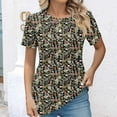 thumbnail image 5 of ZQUUVOU Women's T-Shirt Printed Floral Round Neck Casual Short Sleeved Blouse D-Brown (2XL), 5 of 6